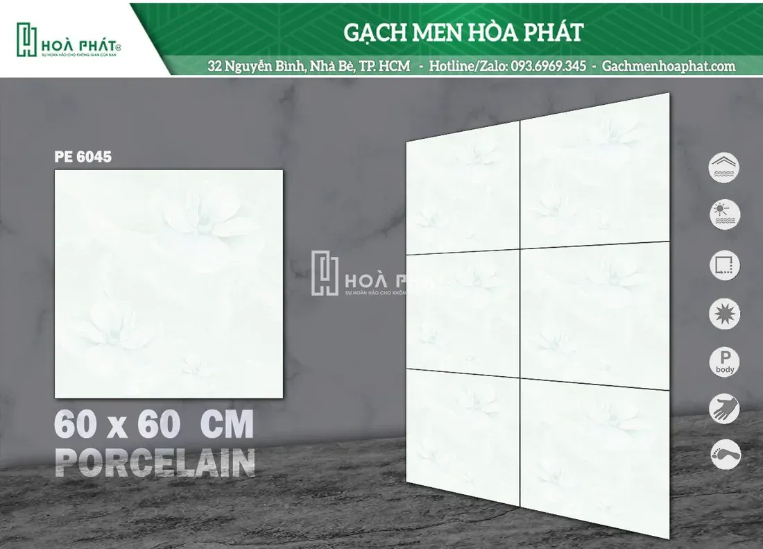 Gạch lát nền 60x60 Hoàn Mỹ PE 6045