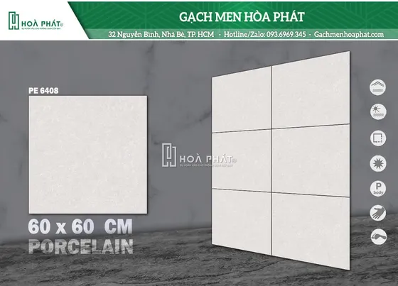 Gạch lát nền 60x60 Hoàn Mỹ PE 6408