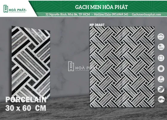 Gạch ốp tường 30x60 Bóng Vi Tinh HP 36A07
