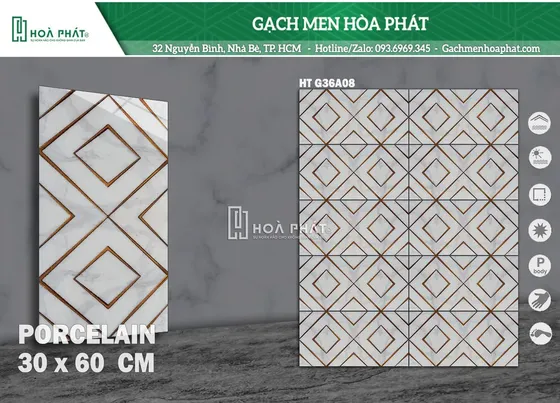 Gạch ốp tường 30x60 Bóng Vi Tinh HP 36A08