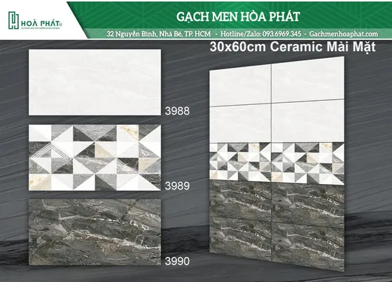 Gạch ốp tường 30x60 Sartuno SA 3988 - SA 3989 - SA 3990