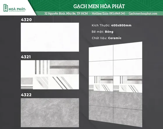 Gạch ốp tường 40x80 Blue Dragon BD 4320 - BD 4321 - BD 4322