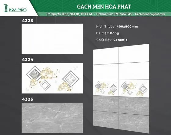 Gạch ốp tường 40x80 Blue Dragon BD 4323 - BD 4324 - BD 4325