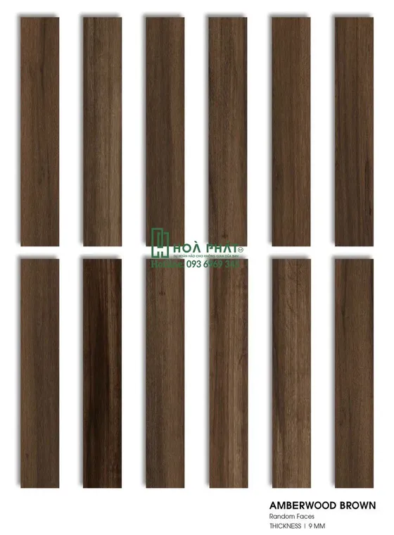 Gạch giả gỗ Ấn Độ nhập khẩu 195x1200x9mm AMBERWOOD BROWN