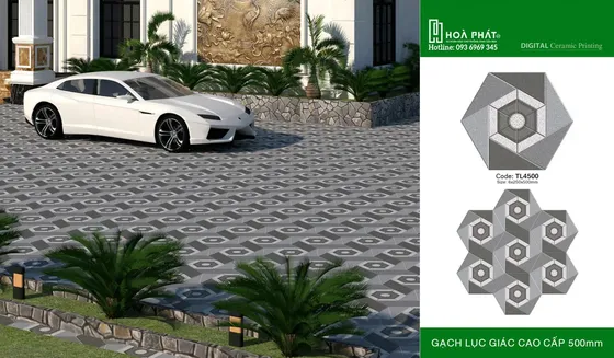 Gạch lục giác sân vườn 6×250×500mm Thanh Long TL 4500