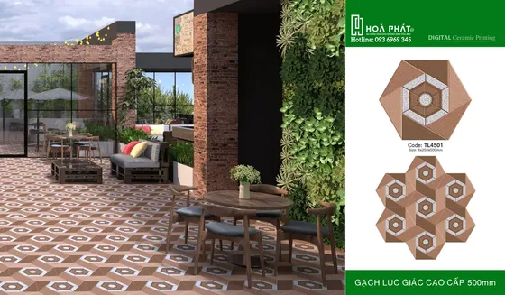 Gạch lục giác sân vườn 6×250×500mm Thanh Long TL 4501