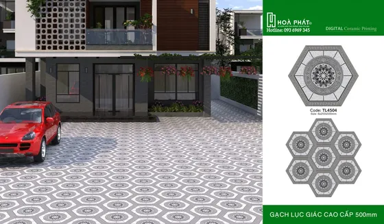 Gạch lục giác sân vườn 6×250×500mm Thanh Long TL 4504
