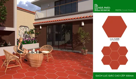 Gạch lục giác sân vườn 6×250×500mm Thanh Long TL 4508