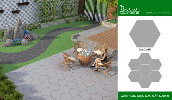 Gạch lục giác sân vườn 6×250×500mm Thanh Long TL 4510