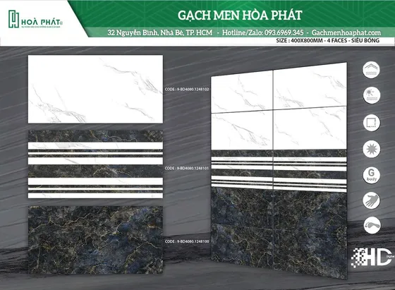 Gạch ốp tường 40x80 Blue Dragon BD 1248100 - BD 1248101 - BD 1248102