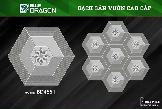 Gạch lục giác sân vườn 6C×25cm Blue Dragon BD 4551
