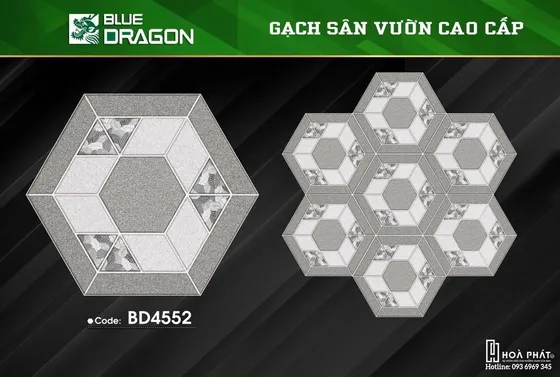 Gạch lục giác sân vườn 6C×25cm Blue Dragon BD 4552