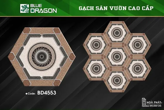 Gạch lục giác sân vườn 6C×25cm Blue Dragon BD 4553