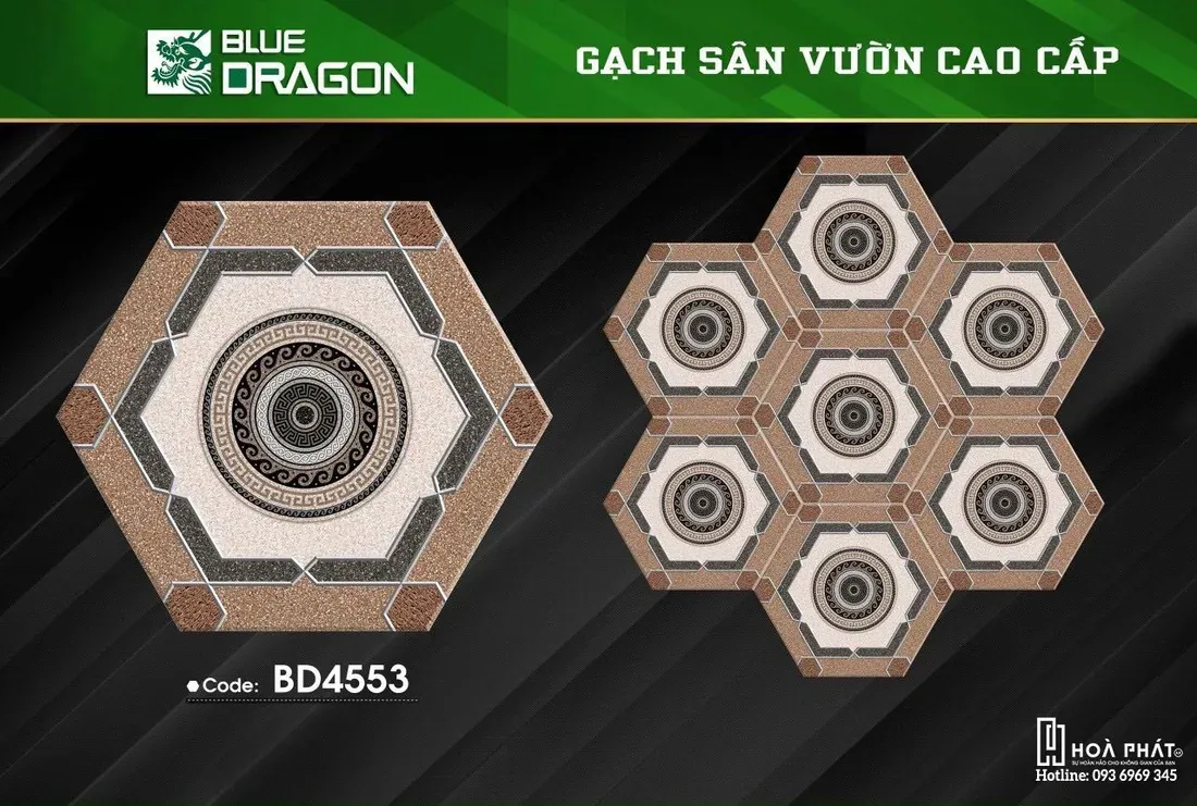 Gạch lục giác sân vườn 6C×25cm Blue Dragon BD 4553