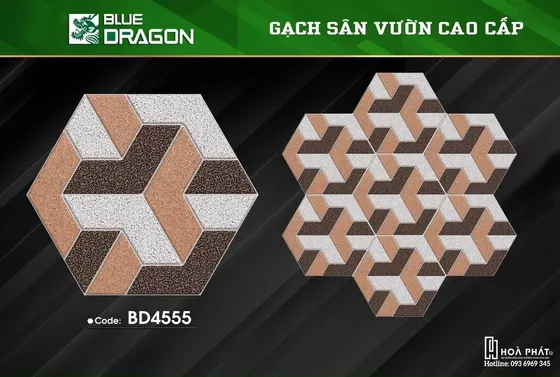 Gạch lục giác sân vườn 6C×25cm Blue Dragon BD 4555