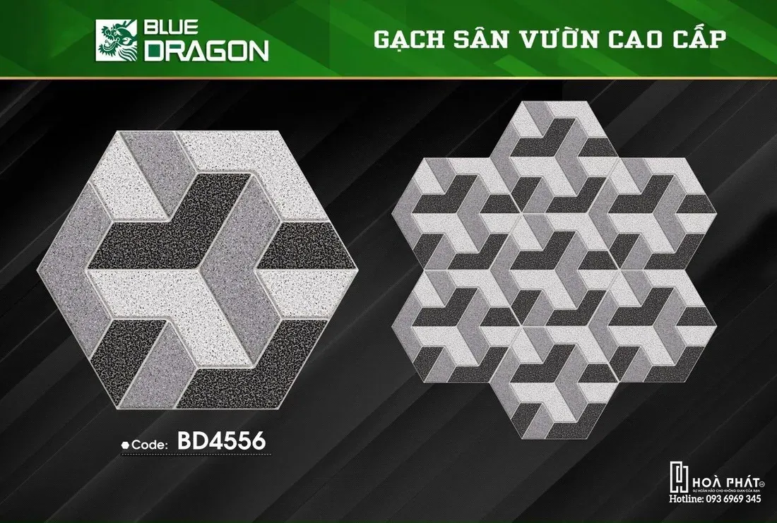 Gạch lục giác sân vườn 6C×25cm Blue Dragon BD 4556
