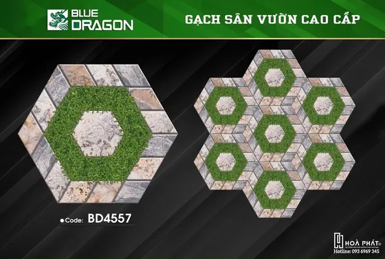 Gạch lục giác sân vườn 6C×25cm Blue Dragon BD 4557