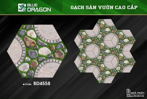 Gạch lục giác sân vườn 6C×25cm Blue Dragon BD 4558