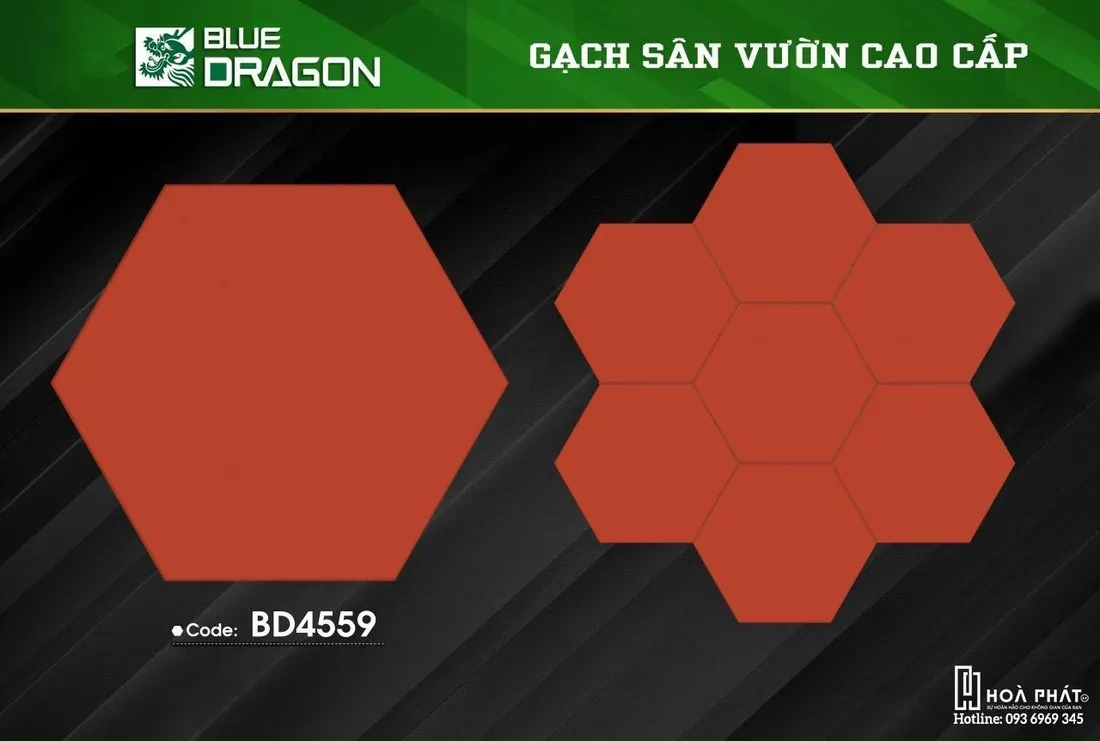 Gạch lục giác sân vườn 6C×25cm Blue Dragon BD 4559