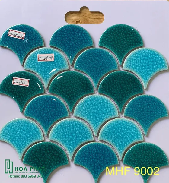Gạch Mosaic Vảy Cá Mix 3 Màu Xanh Dương MHF29