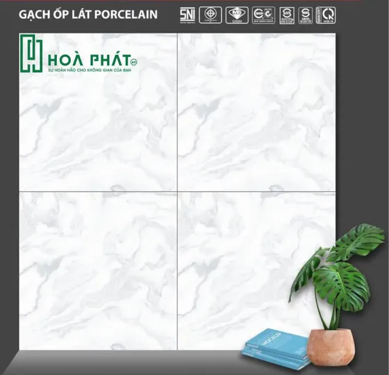 Gạch lát nền trắng vân khói 80x80 Hoàn Mỹ PE 33048