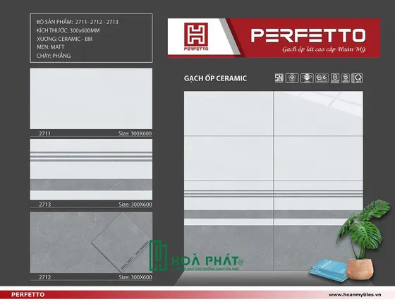 Gạch ốp tường 30x60 2711 - 2712 - 2713 - nền 5033
