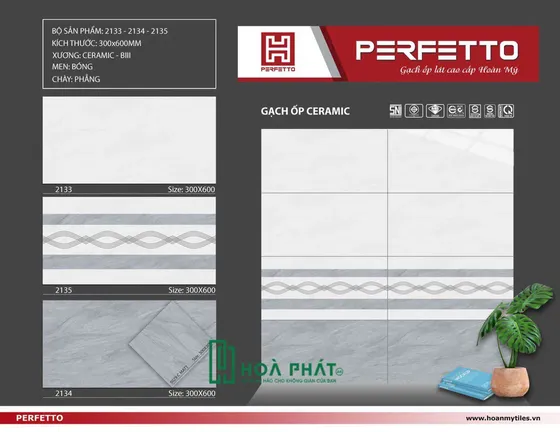 Gạch ốp tường 30x60 2133 - 2135 - 2134 - nền 5029