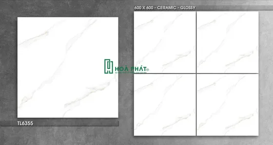 Gạch lát nền trắng vân mây 60x60 TL 6355