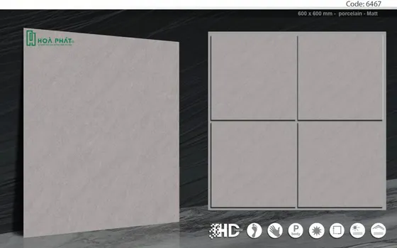Gạch lát nền nhám xám xi măng 60x60 SA 6467