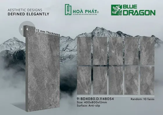 Gạch lát nền 40x80 đá nhám dày 12mm xám nhạt BD 1148054