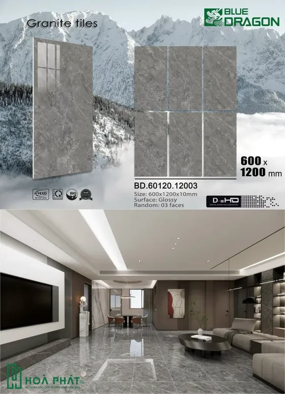 Gạch lát nền 60x120 vân đá xám BD 12003