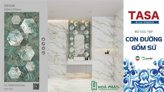 Gạch lát nền 60×120 DECOR lá trúc Matt Silk TBR60120-1544