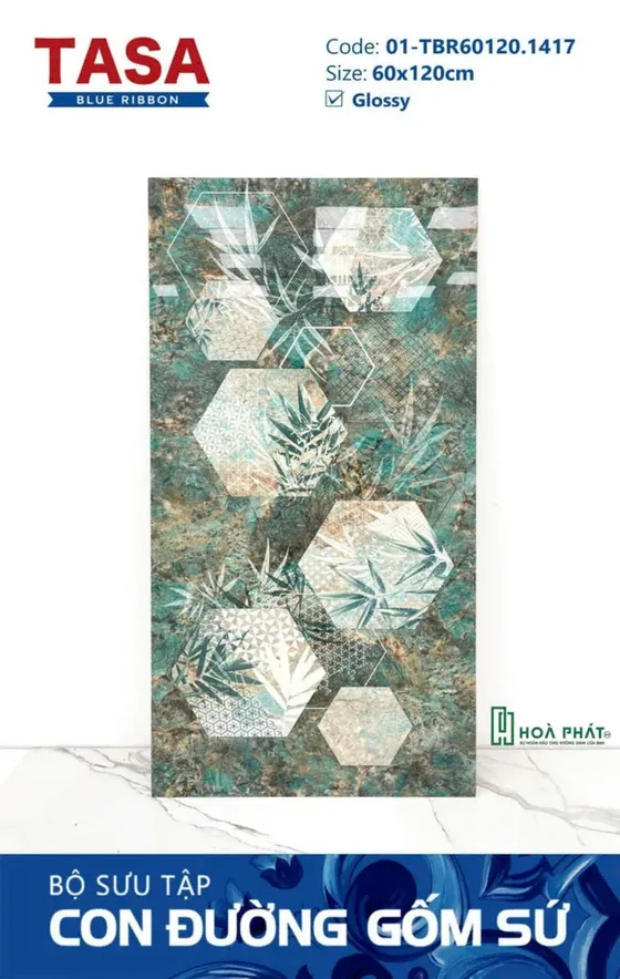 Gạch lát nền 60×120 DECOR lá trúc GLOSSY TBR60120-1417