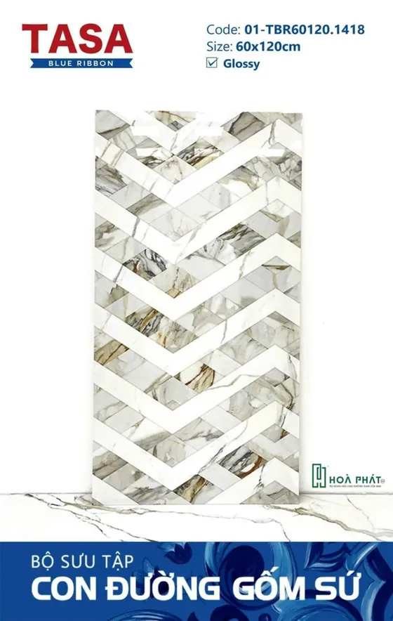 Gạch lát nền 60×120 1418 DECOR viên điểm Glossy