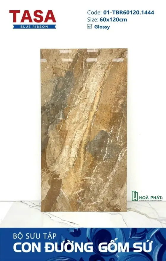 Gạch lát nền 60×120 1444 PHOENIX vân đá nâu vàng Glossy