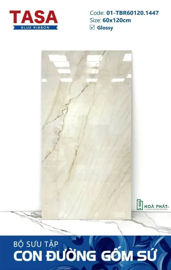 Gạch lát nền 60×120 1447 MONTBLANC vân vàng kem nhạt Glossy