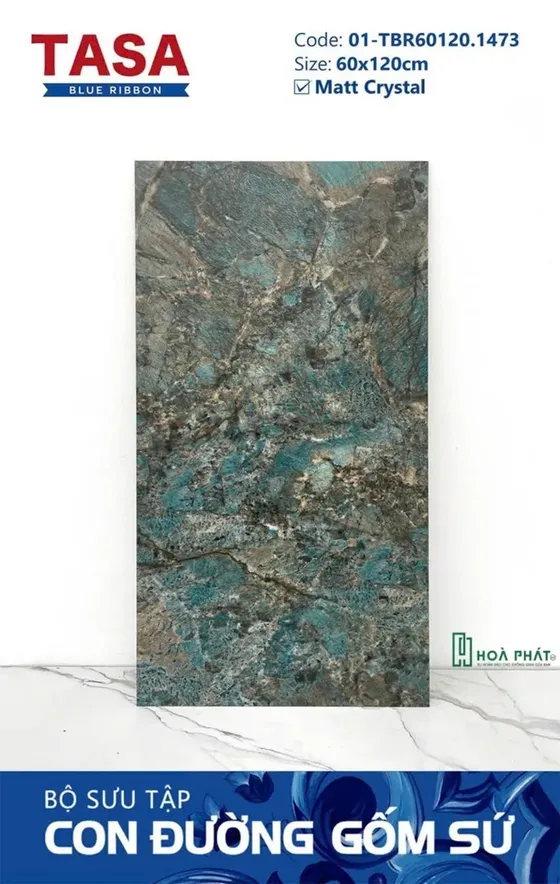 Gạch lát nền 60×120 1473 AMAZZONITE vân đá xanh đậm Matt Crystal