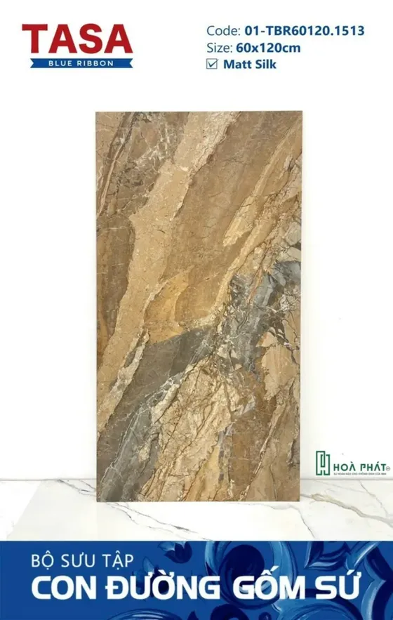 Gạch lát nền 60×120 1513 PHOENIX vân đá nâu vàng Matt Silk