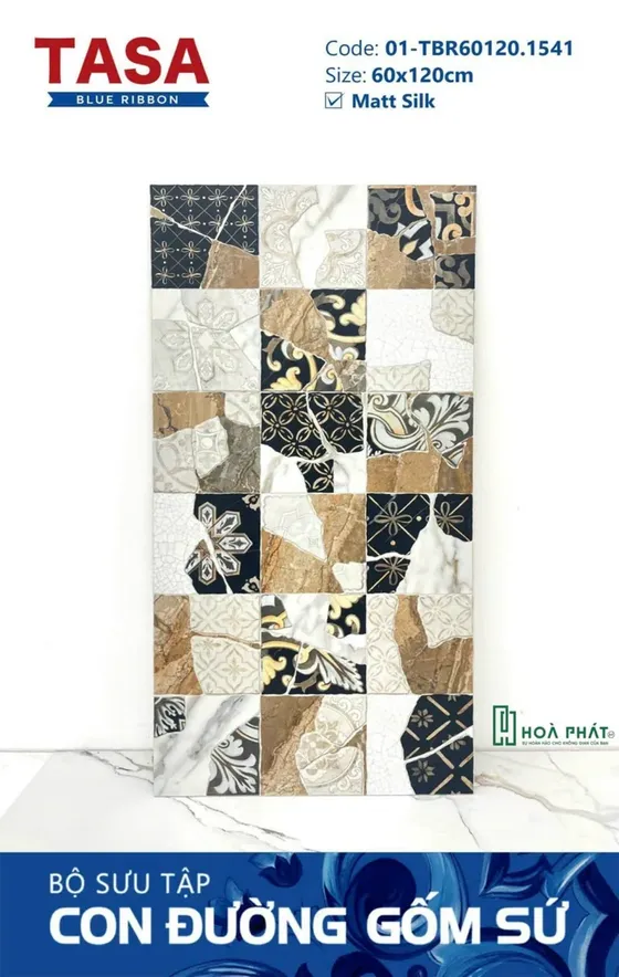 Gạch lát nền 60×120 1541 DECOR điểm đen vàng Matt Silk