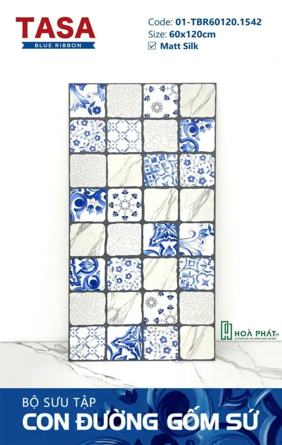 Gạch lát nền 60×120 1542 DECOR trắng khói điểm thanh hoa Matt Silk