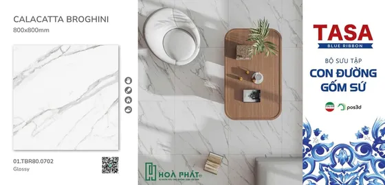 Gạch lát nền 80x80 0702 CALACATTA BROGHINI vân đá cẩm thạch Glossy vi tinh