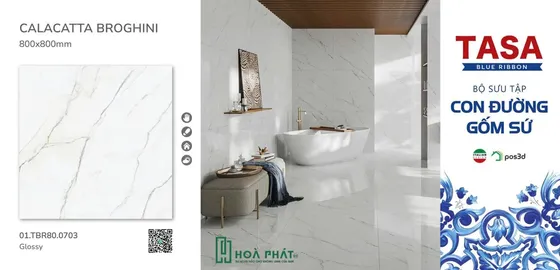Gạch lát nền 80x80 0703 CALACATTA BROGHINI vân cẩm thạch Glossy vi tinh