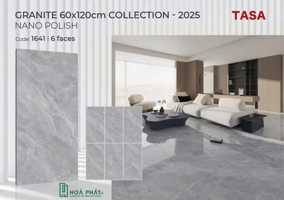 Gạch lát nền 60×120 1641 vân đá xám bóng