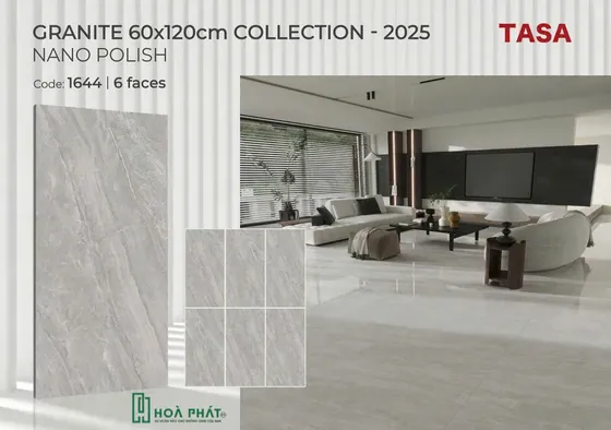 Gạch lát nền 60×120 1644 vân đá xám trắng bóng