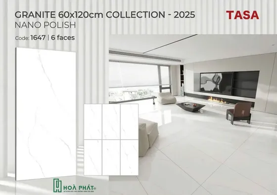 Gạch lát nền 60×120 1647 vân trắng khói đá bóng