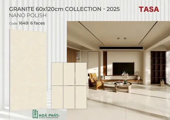 Gạch lát nền 60×120 1649 vân đá vàng nhạt bóng