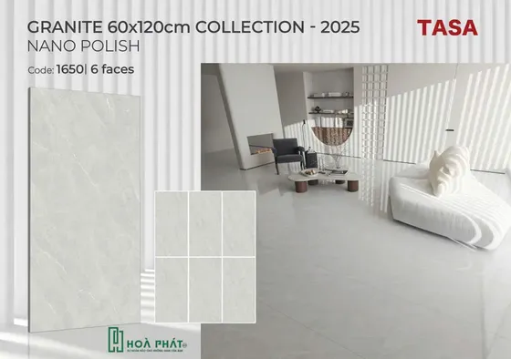 Gạch lát nền 60×120 1650 xám vân trắng đá bóng