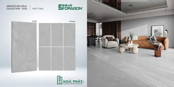 Gạch lát nền 60×120 1723 xám vân trắng nhạt đá mờ matt silk