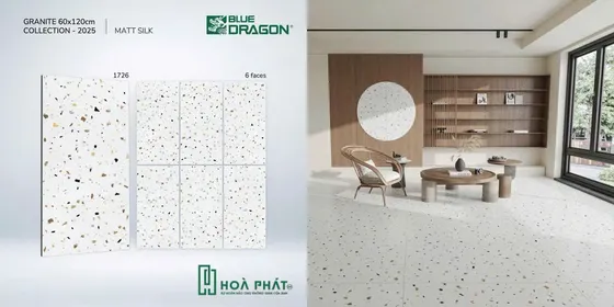 Gạch lát nền 60×120 1726 terrazzo đá mờ mịn matt silk