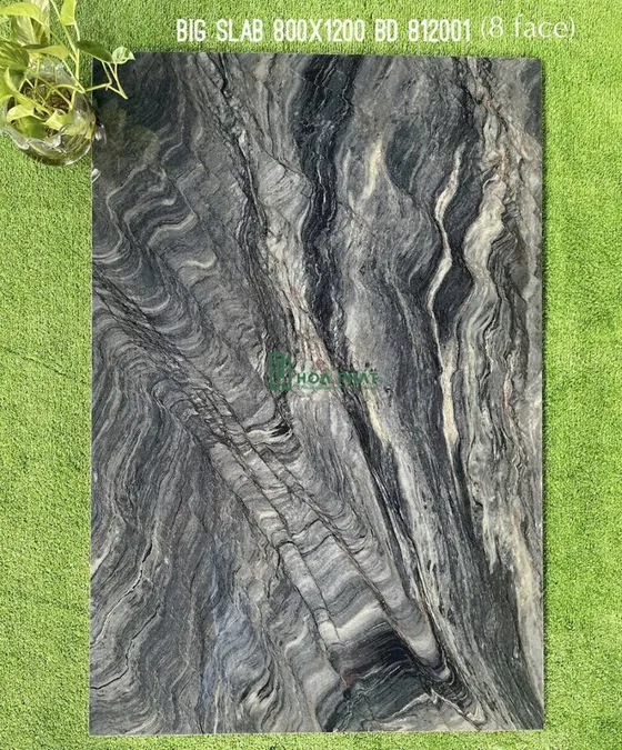 Gạch lát nền 80×120 812001 vân đá đậm siêu bóng